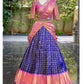 Traditional Blue Color Kasata Peacock Banarasi Silk Half Saree Lehenga Choli With Dupatta