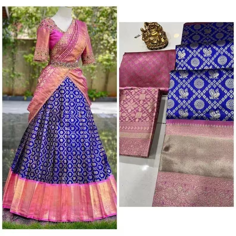 Banarasi Silk Half Saree Lehenga Choli With Dupatta in Paradise Valley