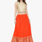 Beautiful Orange Cotton Printed Skirt For Women
