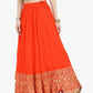 Beautiful Orange Cotton Printed Skirt For Women In USA