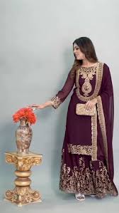 Faux Georgette Heavy Embroidery Sequins Thread Work For Women In USA