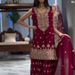 Maroon Color Sequins Heavy Work Sharara Suits With Dupatta In USA