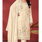 Pretty Offwhite Colored Faux Georgette With Embroidery Work Salwar Suits For Women