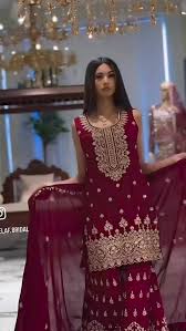 Alluring  Maroon Embroidery Work Suits With Dupatta Near Me