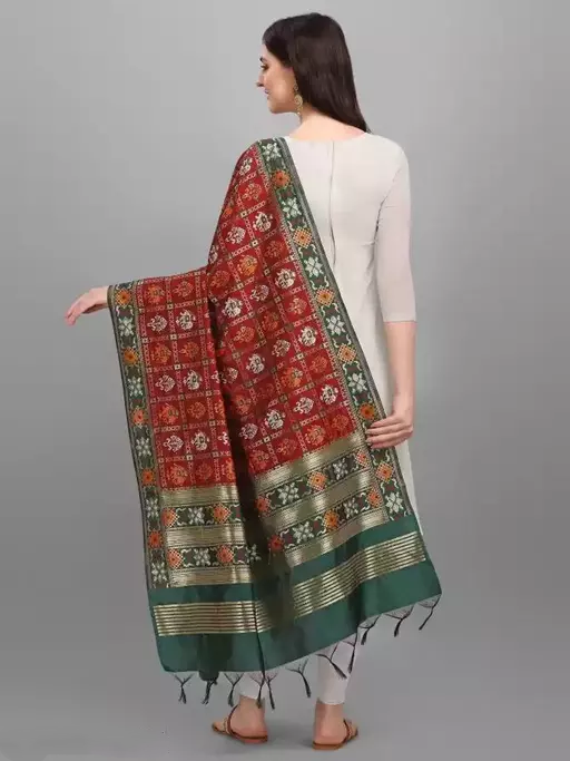 Charming Maroon Colored Jacquard Banarasi Dupatta Near Me