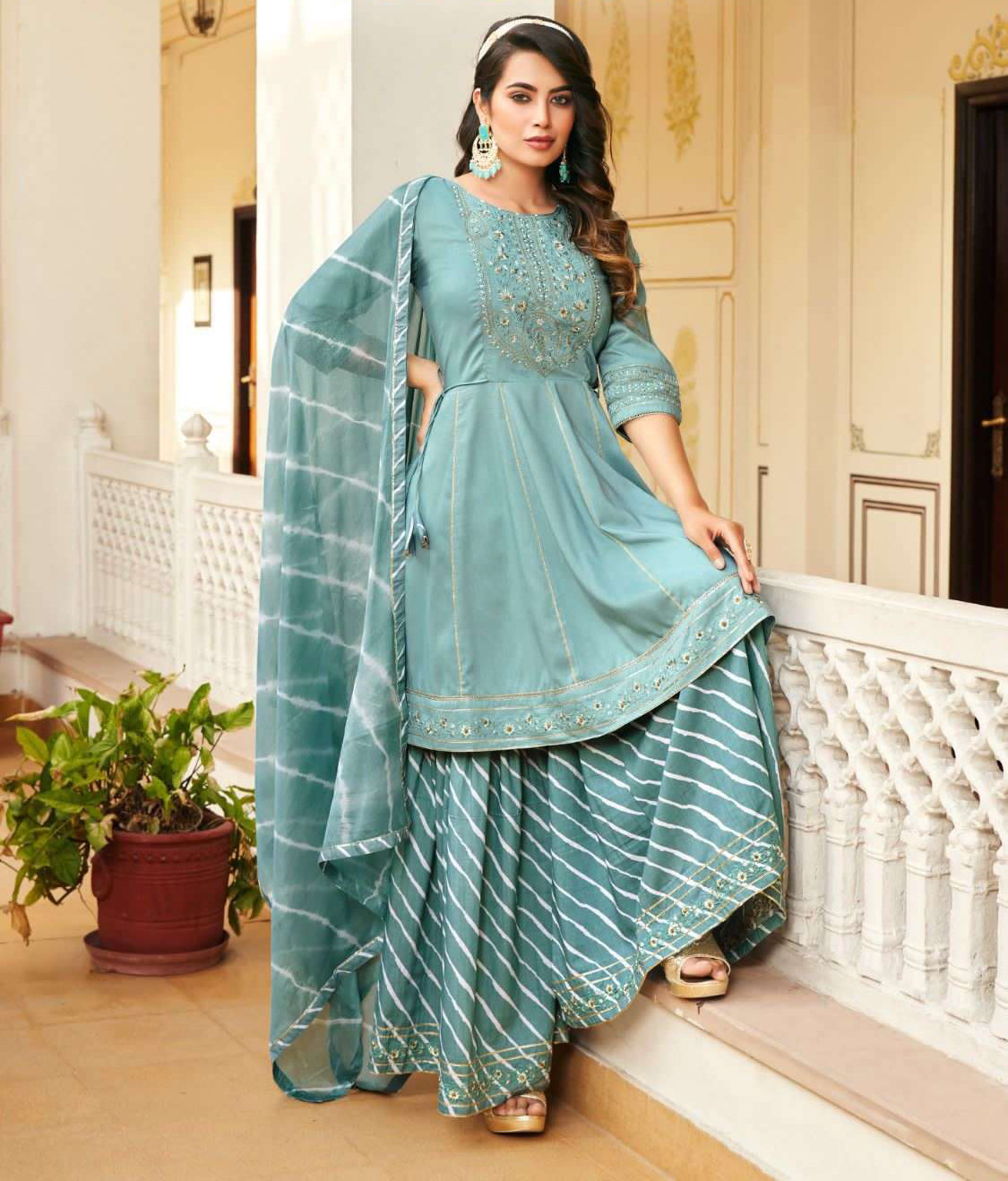 Sharara Suits With Sequins Work And Dupatta In Tempe