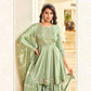 Attractive Green Color Heavy Chinon Silk Sharara Suits With Embroidery Sequins Work And Dupatta Near Me