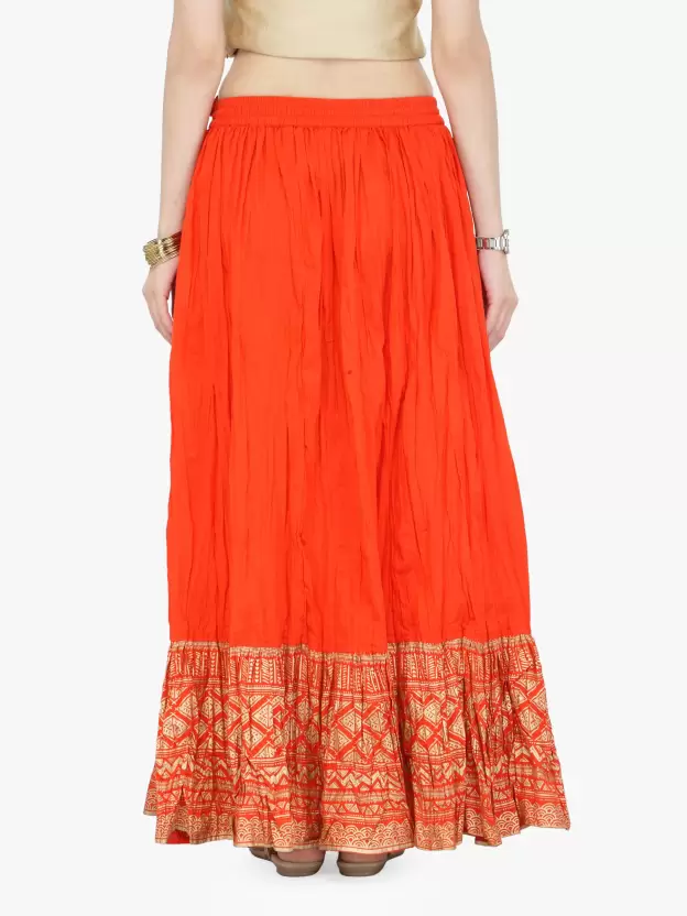 Beautiful Orange Cotton Printed Skirt For Women In Glendale