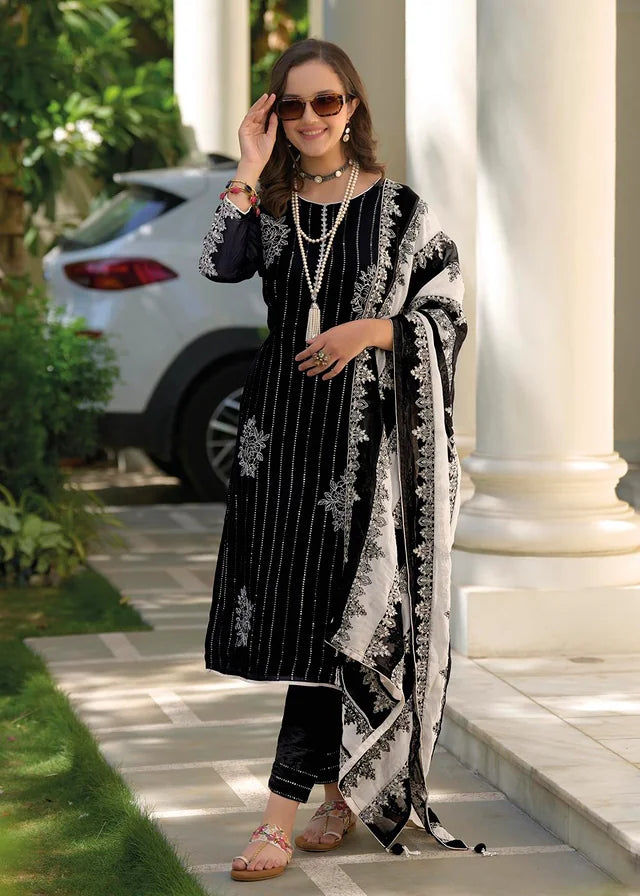 Black Color Heavy Organza Salwar Suits Near Me