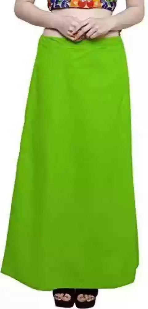 Gorgeous Parrot Green Colored Cotton Readymade Petticoat For Women