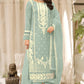 Elegant Mint Green Color Soft Organza Salwar Suits With Embroidered Work For Women