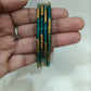 Elegant Teal Green Color Party Wear Glass Bangles For Women