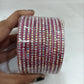 Attractive Purple Color Checked Design Glass Bangles For Women