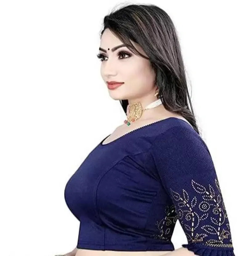 Gorgeous Navy Blue Color Ready To Wear Blouse Near Me