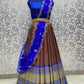 Elegant Blue Color Kanjeevaram Half Saree Silk Lehenga Choli With Flower Butti And Zari Work