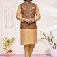 Dazzling Cream And Peach Fancy Wedding Kurta Pajama With Jacket