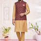 Elegant Sandal Color Wedding Silk Kurta Pajama With Jacket