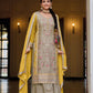 Beautiful Greige Colored Chinon Palazzo Suits With Designer Dupatta