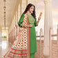 Alluring Green Colored Chanderi Silk Salwar Suits With Fancy Embroidey Work
