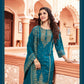 Attractive Teal Blue Colored Heavy Cotton Straight Kurti With Palazzo Suits Near Me