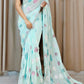 Wonderful Sky Blue Color Designer Multicolor Sequins And Sequins lace Border Saree For Women