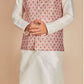 Appealing Red Colored Party Wear Kurta Jacket With Pajama Sets For Men