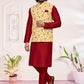 Attractive Maroon Color Silk Kurta And Pajama With Jacket And Digital Print Work