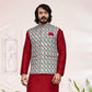Alluring Multicolor Party Wear Silk Kurta And Pajama With Digital Print Work Jackets For Men Near Me