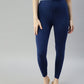 Appealing Indigo Colored Stretchable Cotton Fabric Leggings For Women