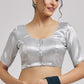 Appealing Silver Color Dupion Silk Designer Blouse For Women