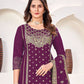 Beautiful Purple Colored Rayon Salwar Suits With Gold Print Near Me