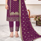 Purple Colored Rayon Salwar Suits With Gold Print Work For Women In USA