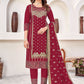 Dazzling Maroon Colored Gold Printed Work With Rayon Salwar Suits