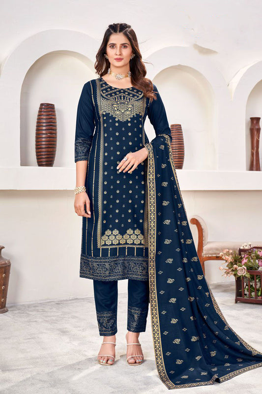 Appealing Blue Colored Rayon Designer Salwar Suits