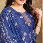 Dazzling Blue Colored Heavy Organza Salwar Suits Near Me