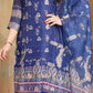 Dazzling Blue Colored Heavy Organza Salwar Suits With Fancy Banarasi Dupatta