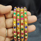 Stunning Multicolor Glass Bangles With Glittering Stones For Women