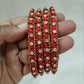 Stunning Red Color Glass Bangles With Sparkling Stones For Women