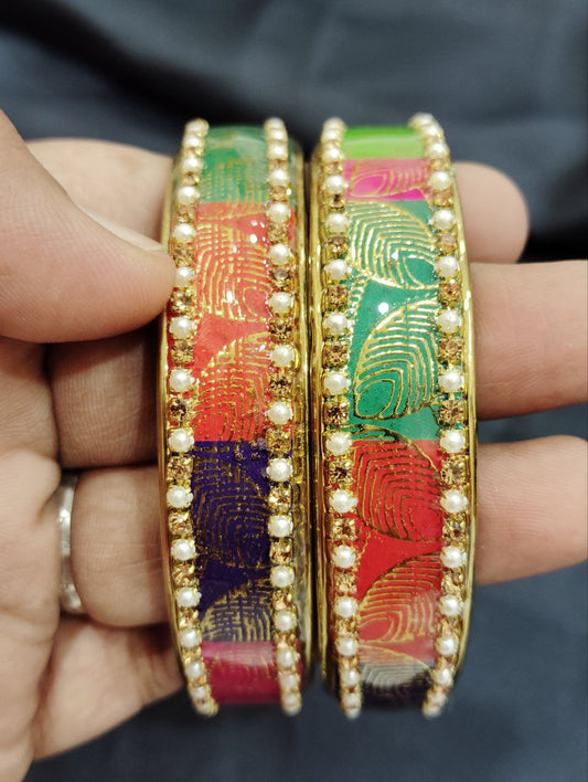 Gorgeous MultiColor Checked Design Glass Bangles For Women