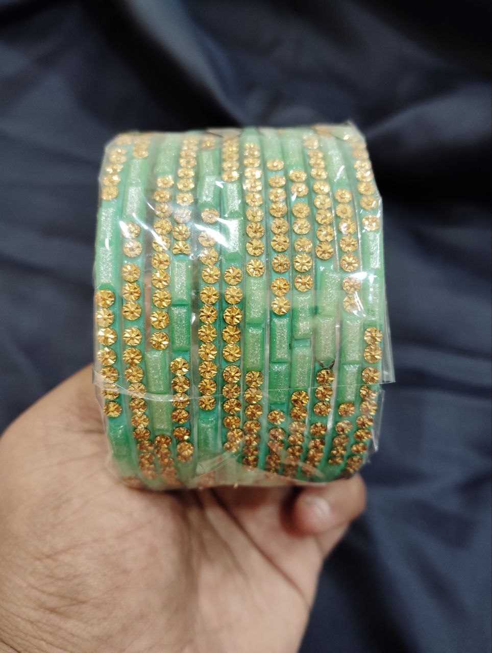 Appealing Light Green Color Unique Design Glass Bangles For Women