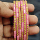 Lovely Light Pink Color Unique Design Glass Bangles For Women