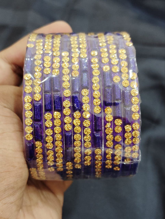 Attractive Purple Color Art Design Glass Bangles For Women