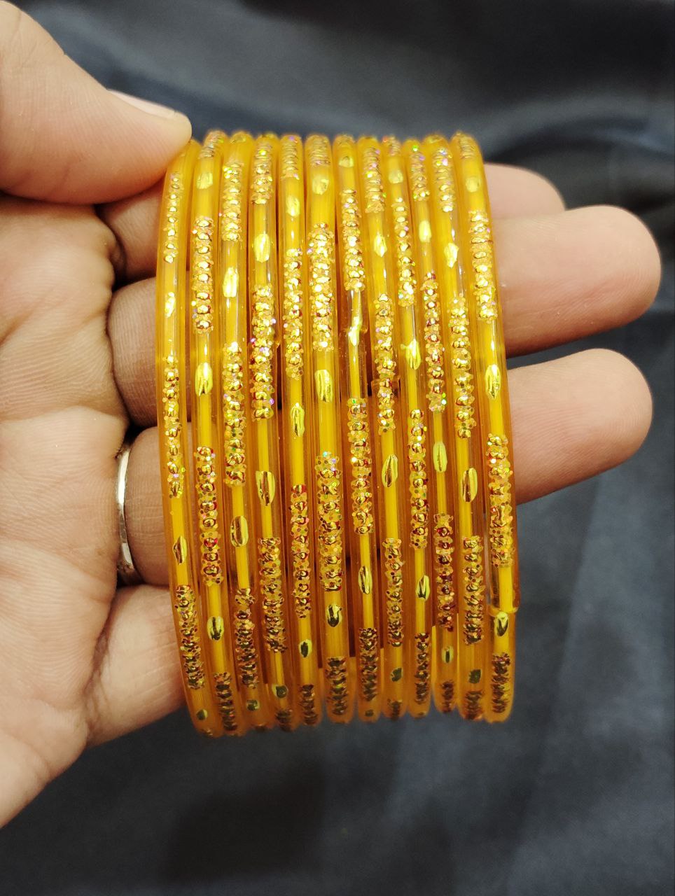 Alluring Yellow Color Party Wear Glass bangles For Women