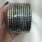 Elegant Blue Color Checked Design Glass Bangles For Women