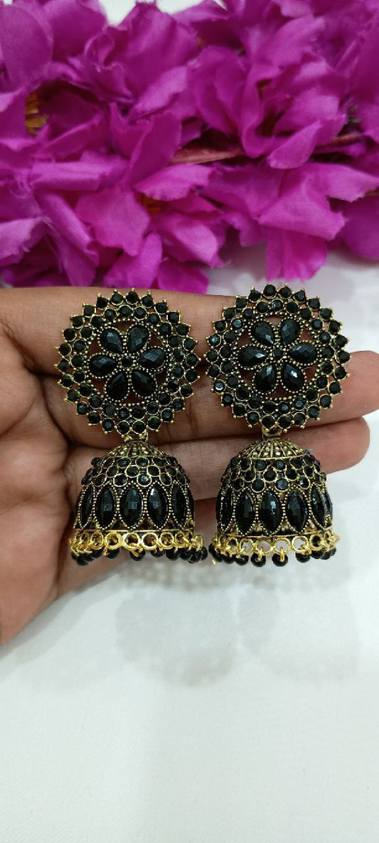 Alluring Black Beautiful Antique Gold Earrings for Women