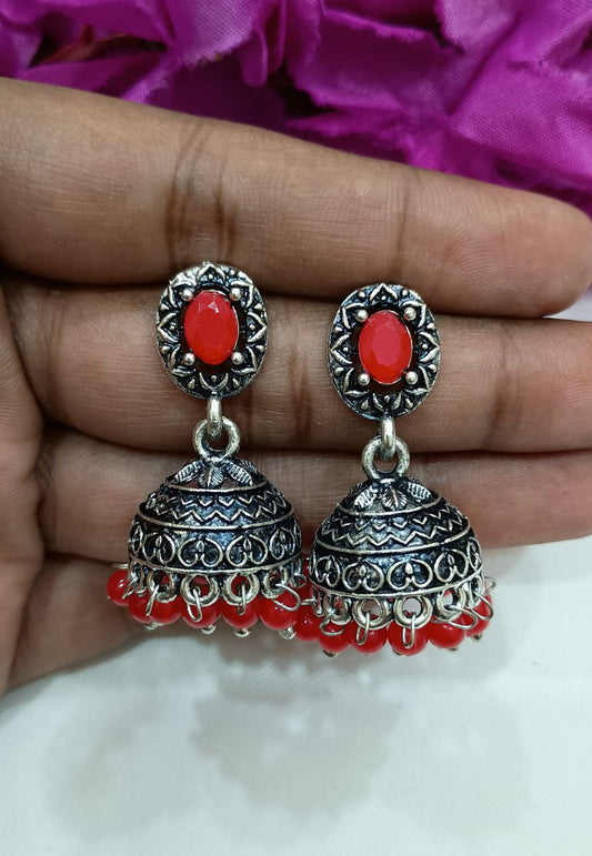 Beautiful Red Color Oxidized Earrings