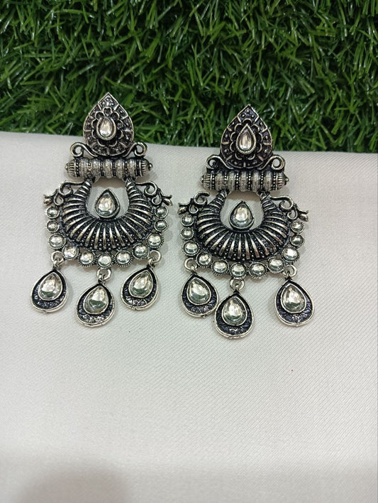 Elegant Beautiful White Color Oxidized Earrings For Women