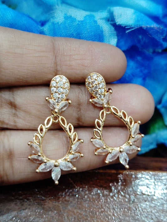 Alluring White Colored Gold Plated Earrings For Women