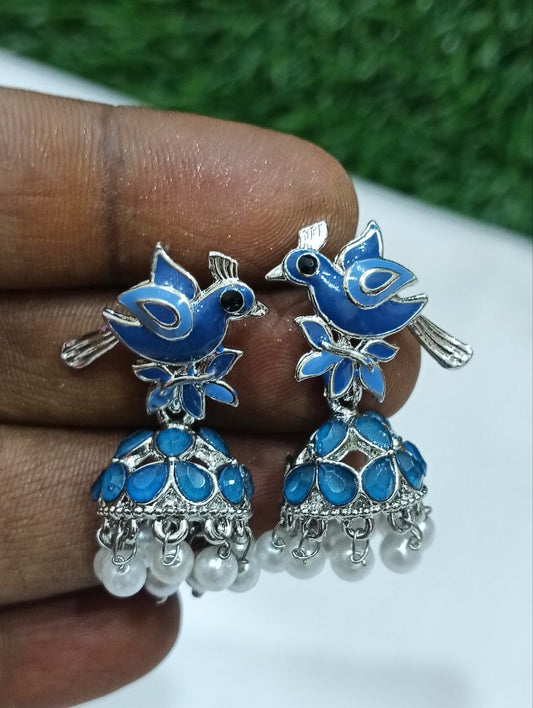 Elegant Beautiful Blue Color  shaded earings Oxidized Earrings For Women