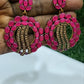 Charming Rani Pink Color Unique Designed  Stone worked Earrings Near Me